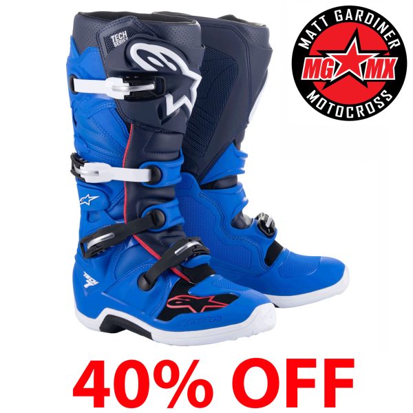 Alpinestars Tech 7 Motocross Boots - Alpine Blue Night Navy Bright Red