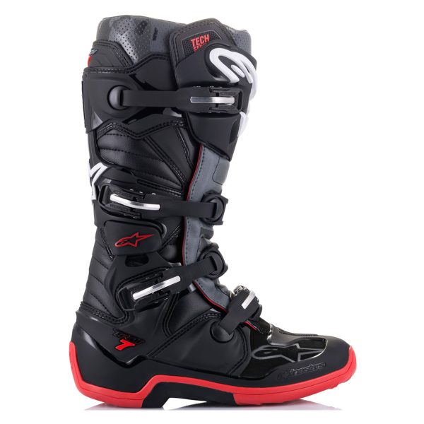 Alpinestars Tech 7 Motocross Boots - Black Cool Grey Red