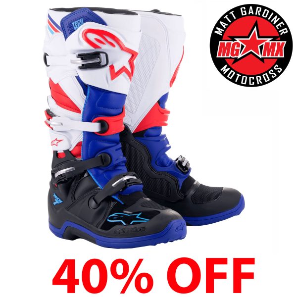 Alpinestars Tech 7 Motocross Boots - Black Dark Blue White Red