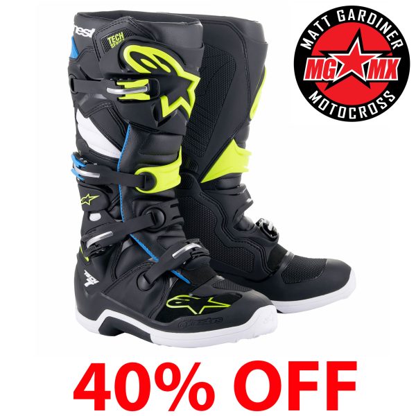 Alpinestars Tech 7 Motocross Boots - Black Enamel Blue Yellow Fluo