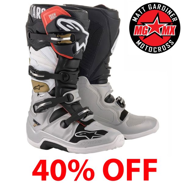 Alpinestars Tech 7 Motocross Boots - Black Silver White Gold