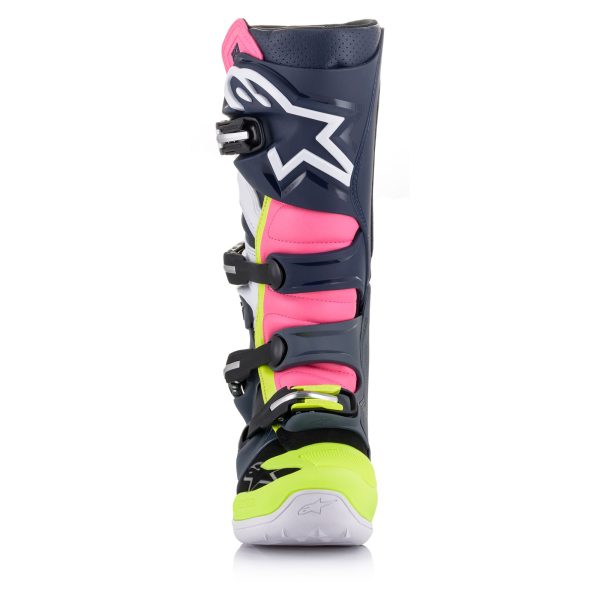 Alpinestars Tech 7 Motocross Boots - Dark Grey / Dark Blue / Pink Fluo