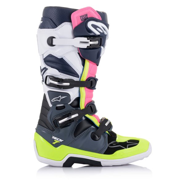 Alpinestars Tech 7 Motocross Boots - Dark Grey / Dark Blue / Pink Fluo