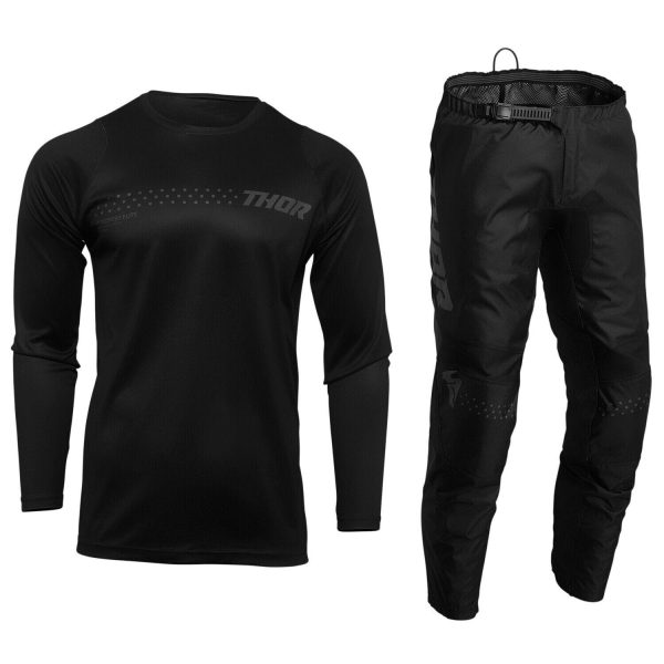 Youth Thor Sector Motocross Kit Pants Jersey - MINIMAL BLACK